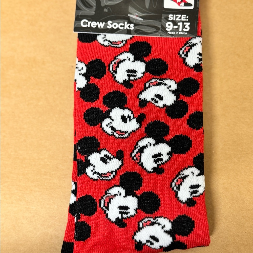 Disney Red and Black Mickey Mouse Crew Socks